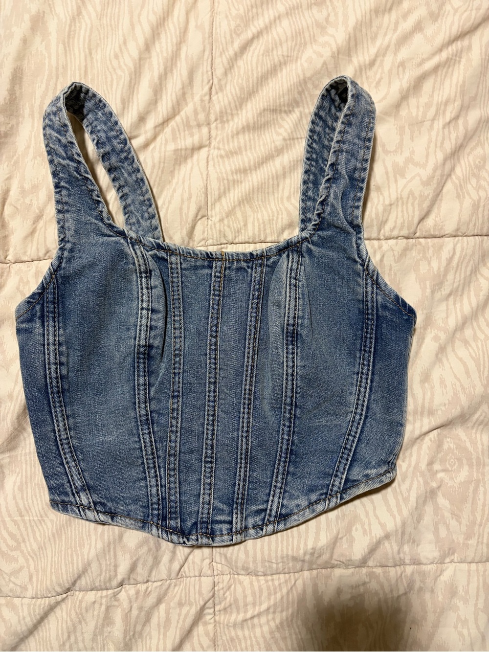 SHEIN Blue Denim Corset Crop Top